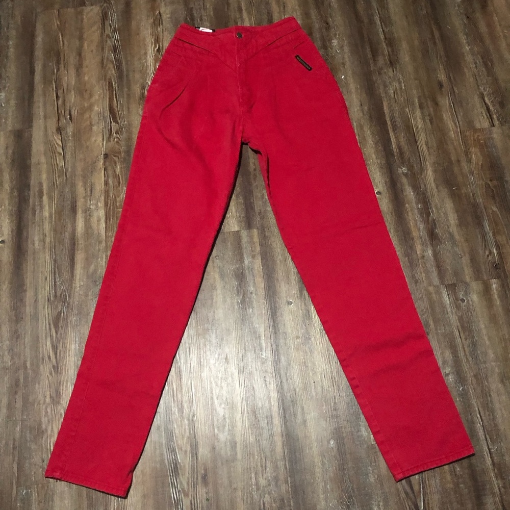 Vintage Rocky Mountain Jeans Women's 9 Red High Rise Bareback Straight Leg Mom